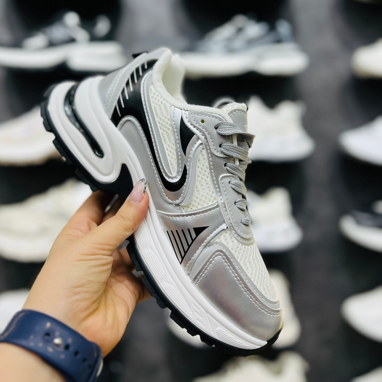 کتونی وارداتی K.Shoes زنانه نقرهای مشکی سفید - تصویر 10