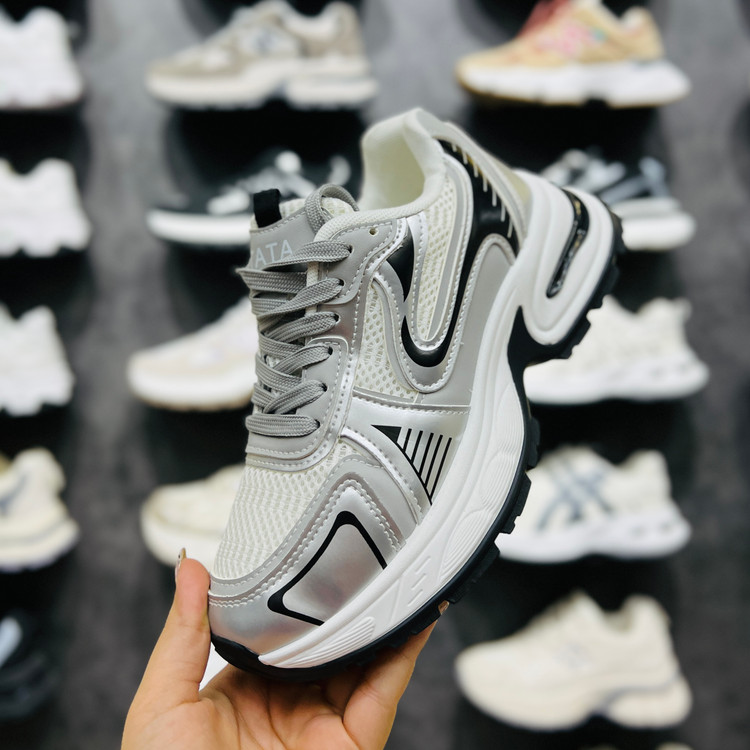 کتونی وارداتی K.Shoes زنانه نقرهای مشکی سفید - تصویر 1