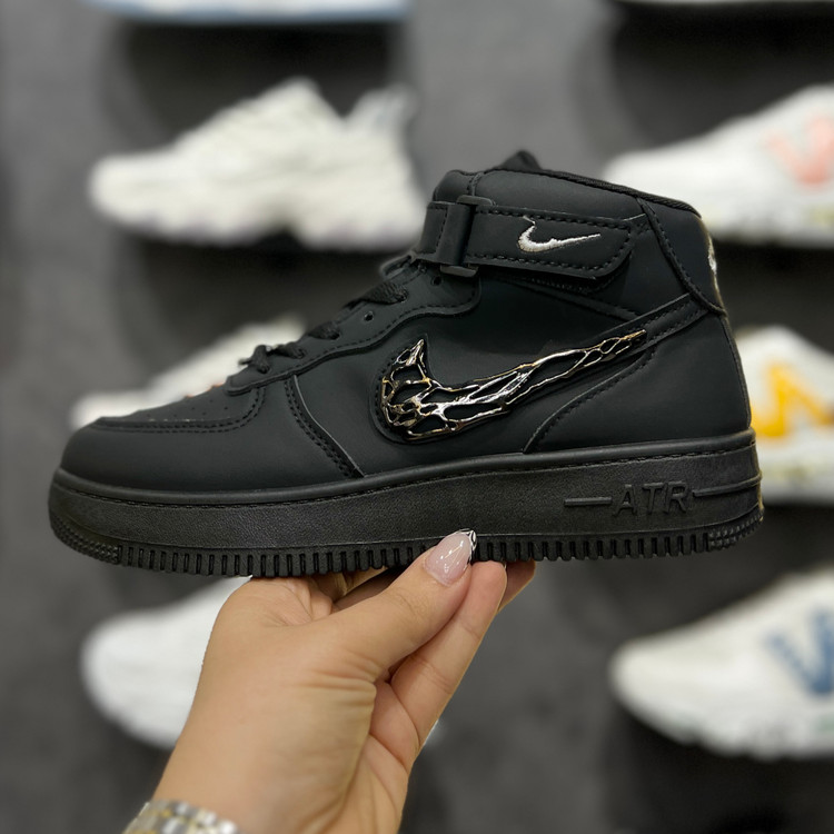 کتونی زنانه K.Shoes مدل Jordan ساقدار نایکی فلزی رنگ مشکی