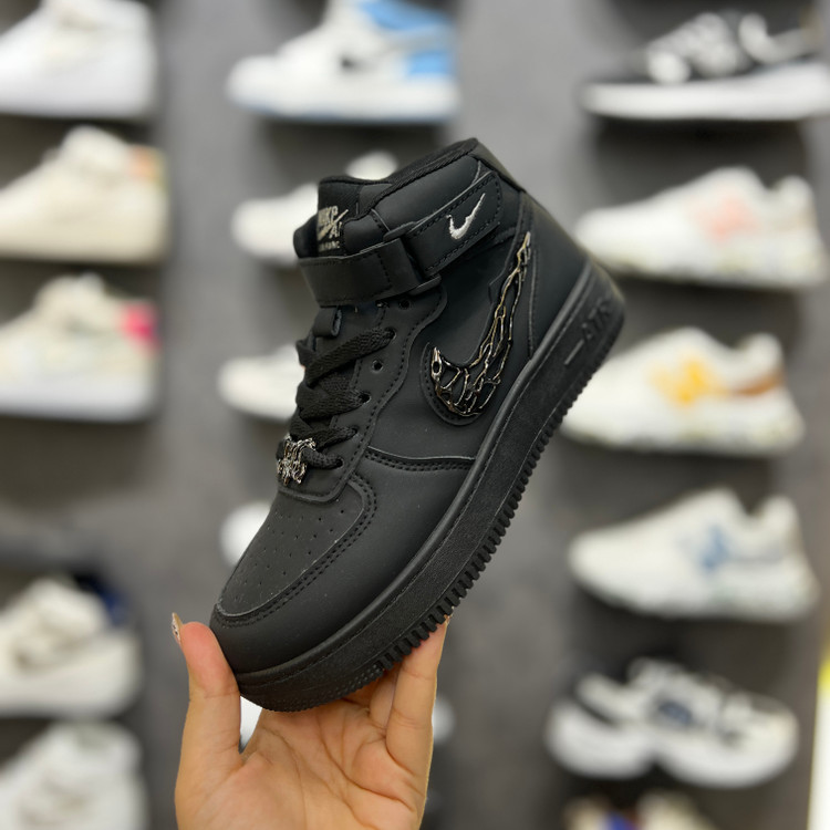 کتونی زنانه K.Shoes مدل Jordan ساقدار نایکی فلزی رنگ مشکی