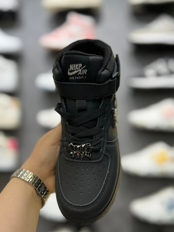کتونی زنانه K.Shoes مدل Jordan ساقدار نایکی فلزی رنگ مشکی