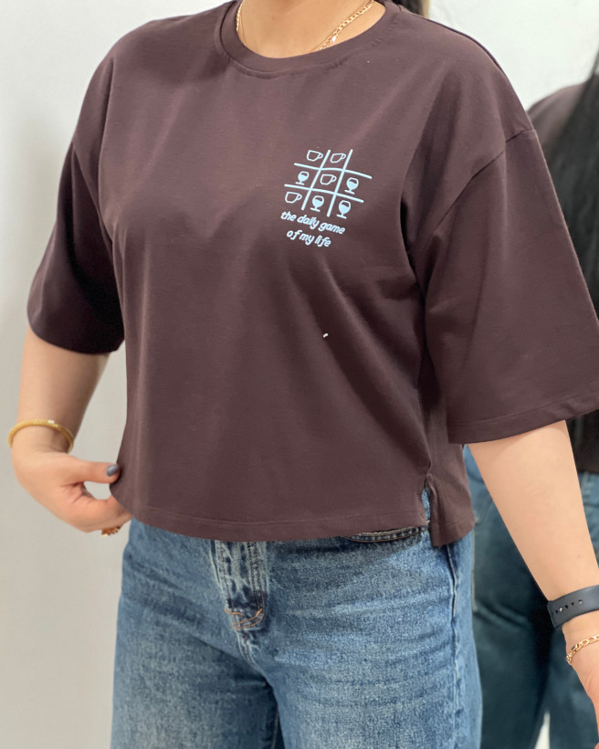 تیشرت کراپ باکسی سوپر پنبه زنانه - تصویر 6